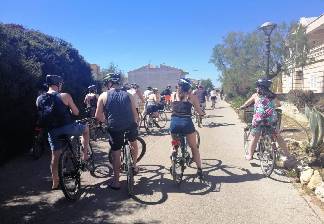 alquiler de bicicletas mallorca-excursion guada cala morlanda y punta de n'amer-parada para beber