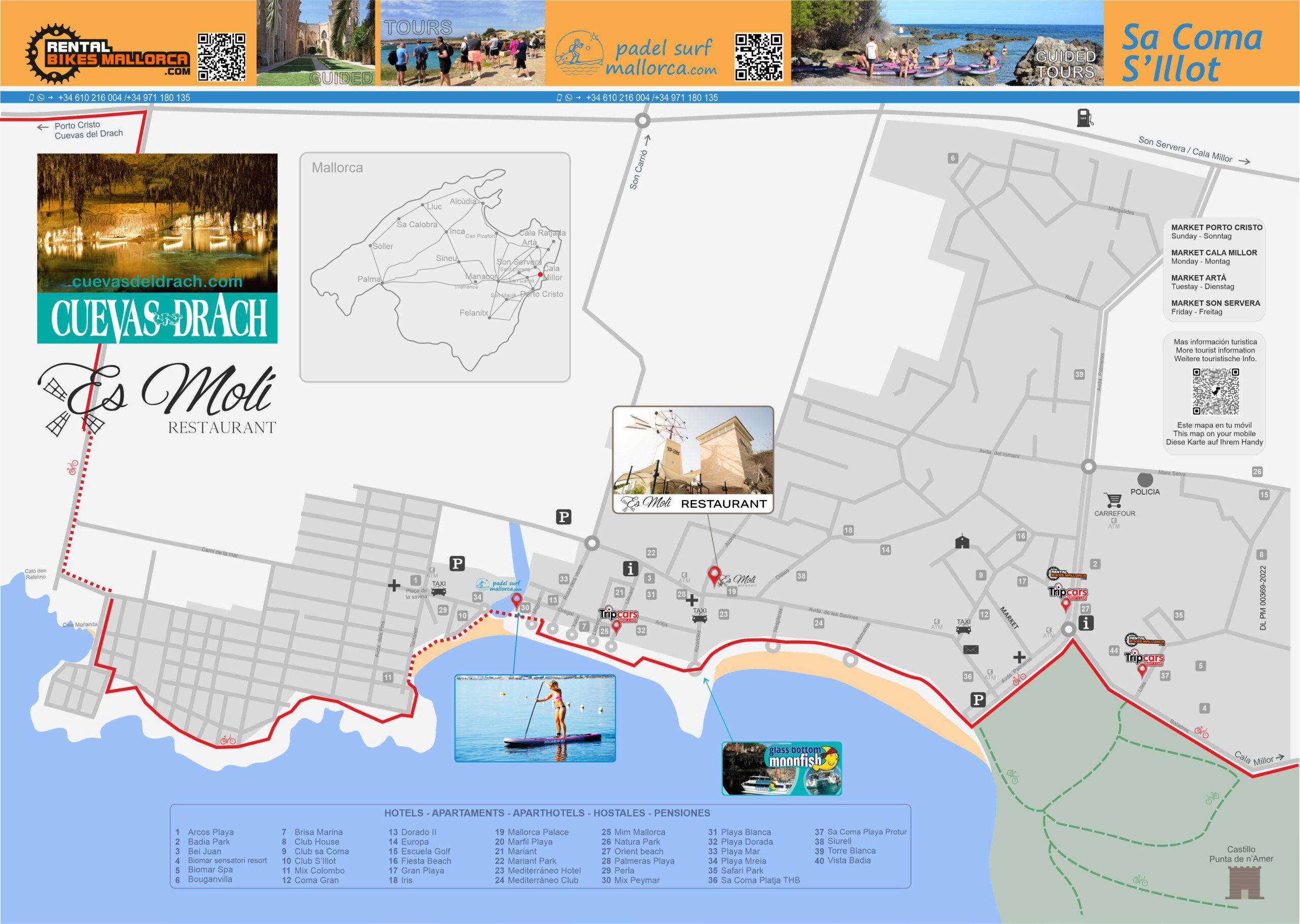 alquiler de bicicletas mallorca-mapa turístico carril bici sillot-sa coma